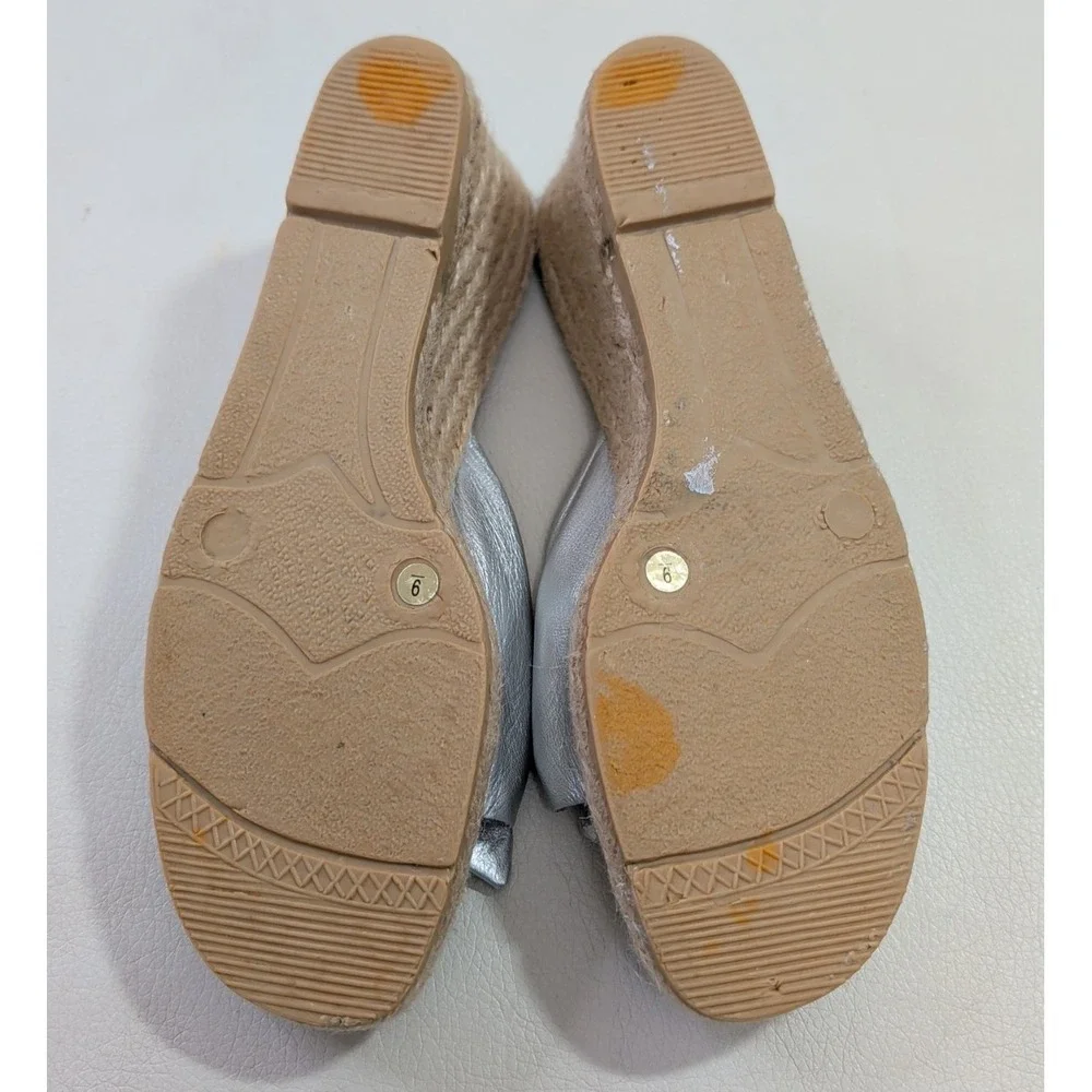 Lilly Pulitzer Wedge‎ Sandal Womens 9 Silver Espadrille Preppy Feminine Resort
